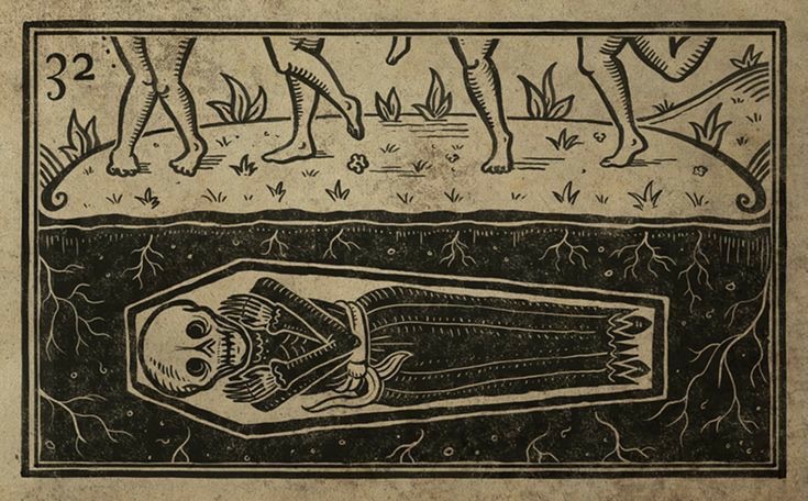 Grabado popular de un vampiro enterrado en su tumba