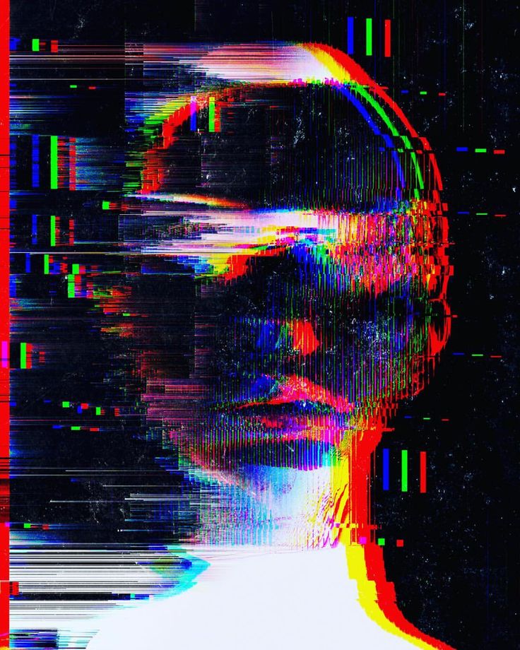 Rostro humano fragmentado digitalmente